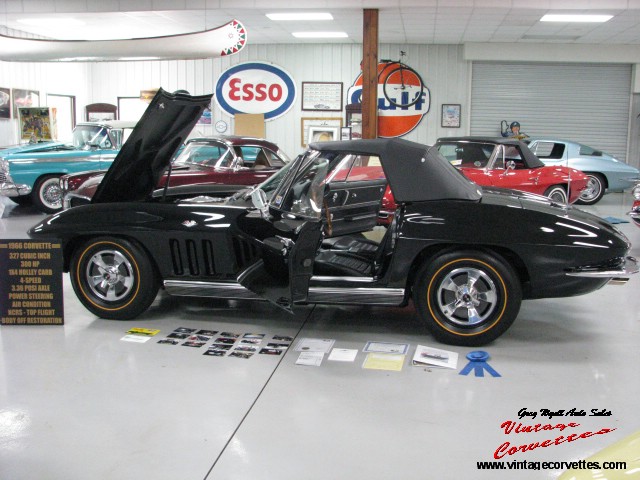 1966 Corvette Convt  Tuxedo Black Top Flight, factory air  “Sold  “